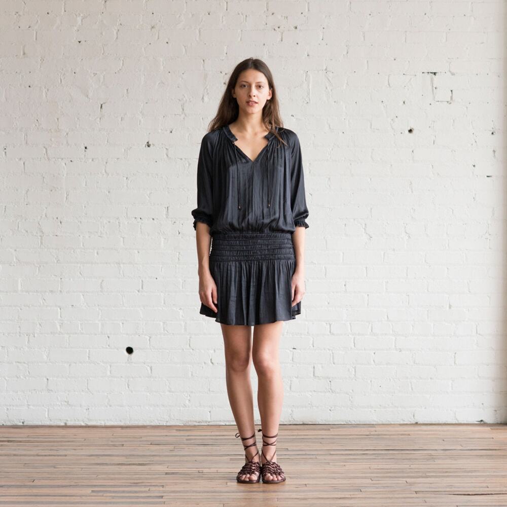 Ulla Johnson Olga Satin Mini Dress in Color Midnight Size 6 Estimate - Picture 11 of 11